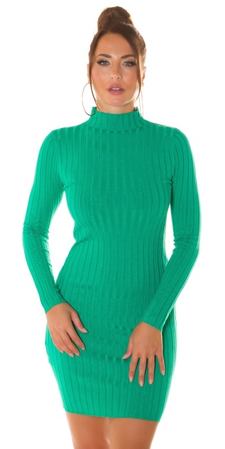 high neck knitted dress Green